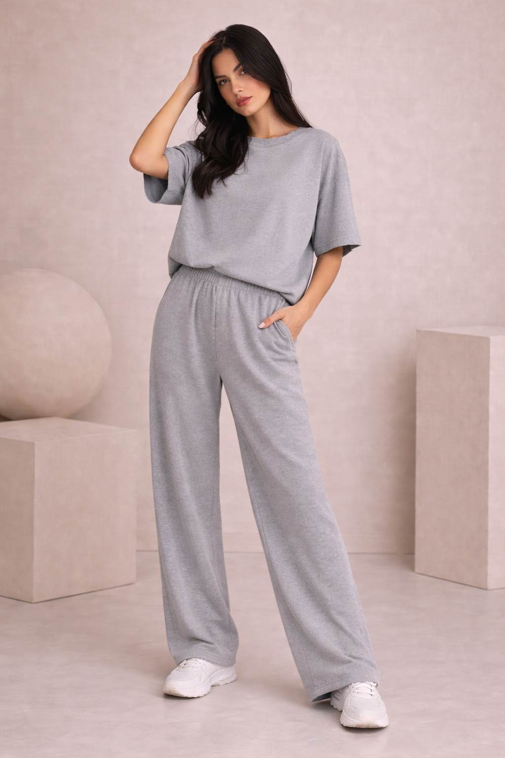 MAVEEN Wide Leg Comfort Pants Grey