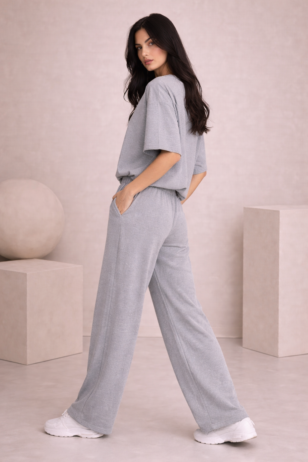 MAVEEN Wide Leg Comfort Pants Grey