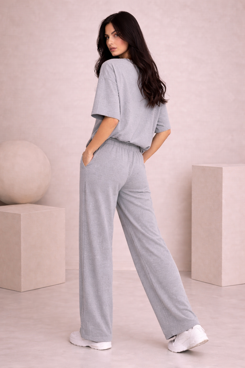 MAVEEN Wide Leg Comfort Pants Grey